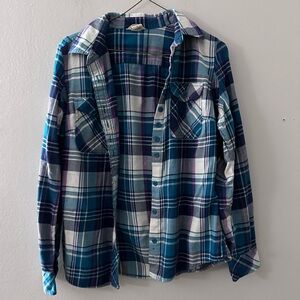 Blue and Purple Plaid Button-Down Shirt